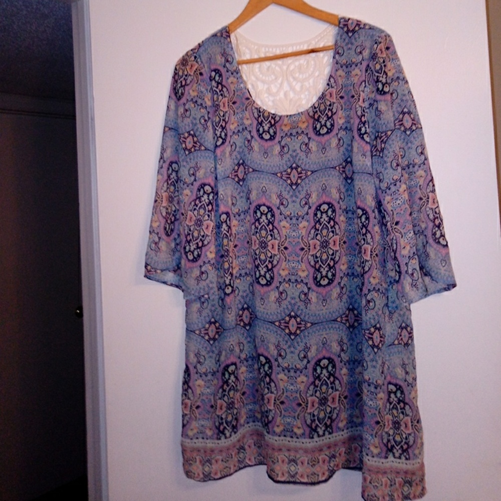 Pretty Boho Style Lace Detail Dress XL